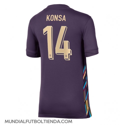 Camiseta Inglaterra Ezri Konsa #14 Segunda Equipación Replica Eurocopa 2024 para mujer mangas cortas